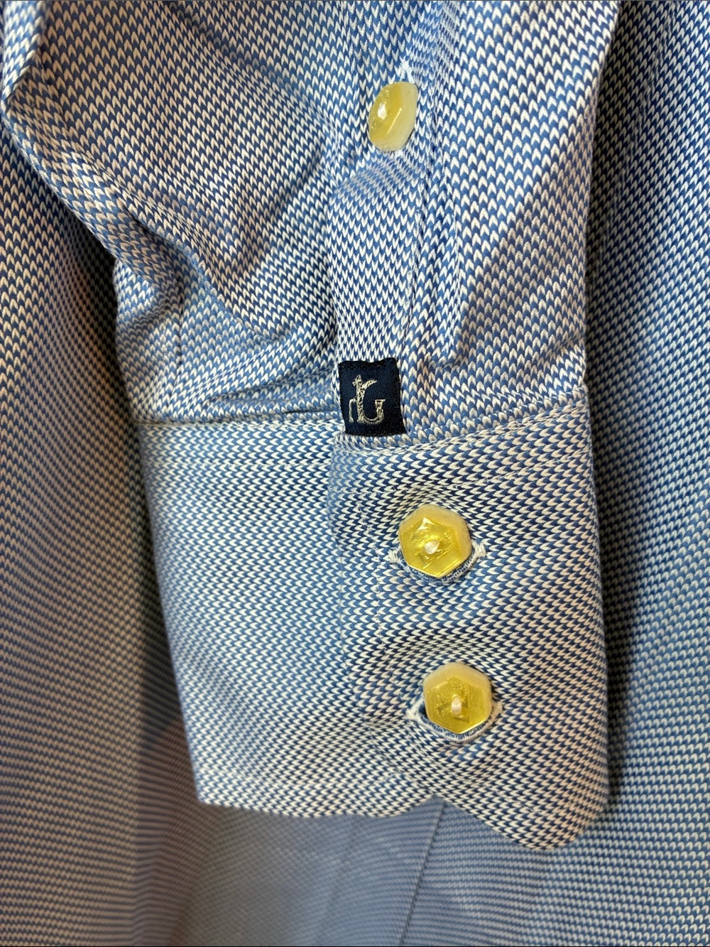 Angelo Galasso Blue Embroidered Dress Shirt Label - Picture 7 of 15